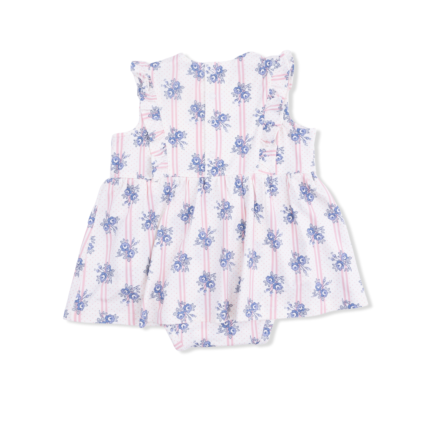 Stripe Dot Roses - Ruffle Bodysuit Dress - Hello Baby Apparel