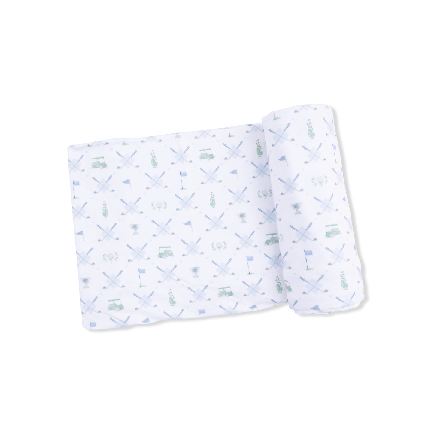Golf Trellis Blue - 2 Way Zipper Footie & Swaddle Blanket - Hello Baby Apparel