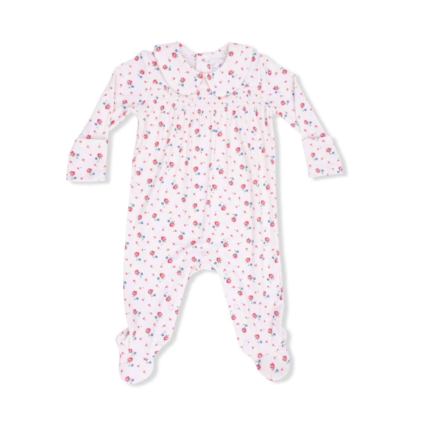Joli Rosette - Smocked Peter Pan Snap Footie - Hello Baby Apparel