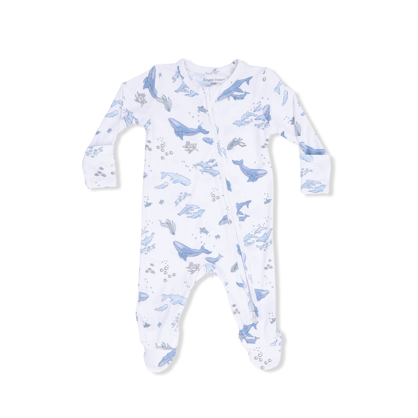 Watercolor Blue Whales - 2 Way Zipper Footie - Hello Baby Apparel