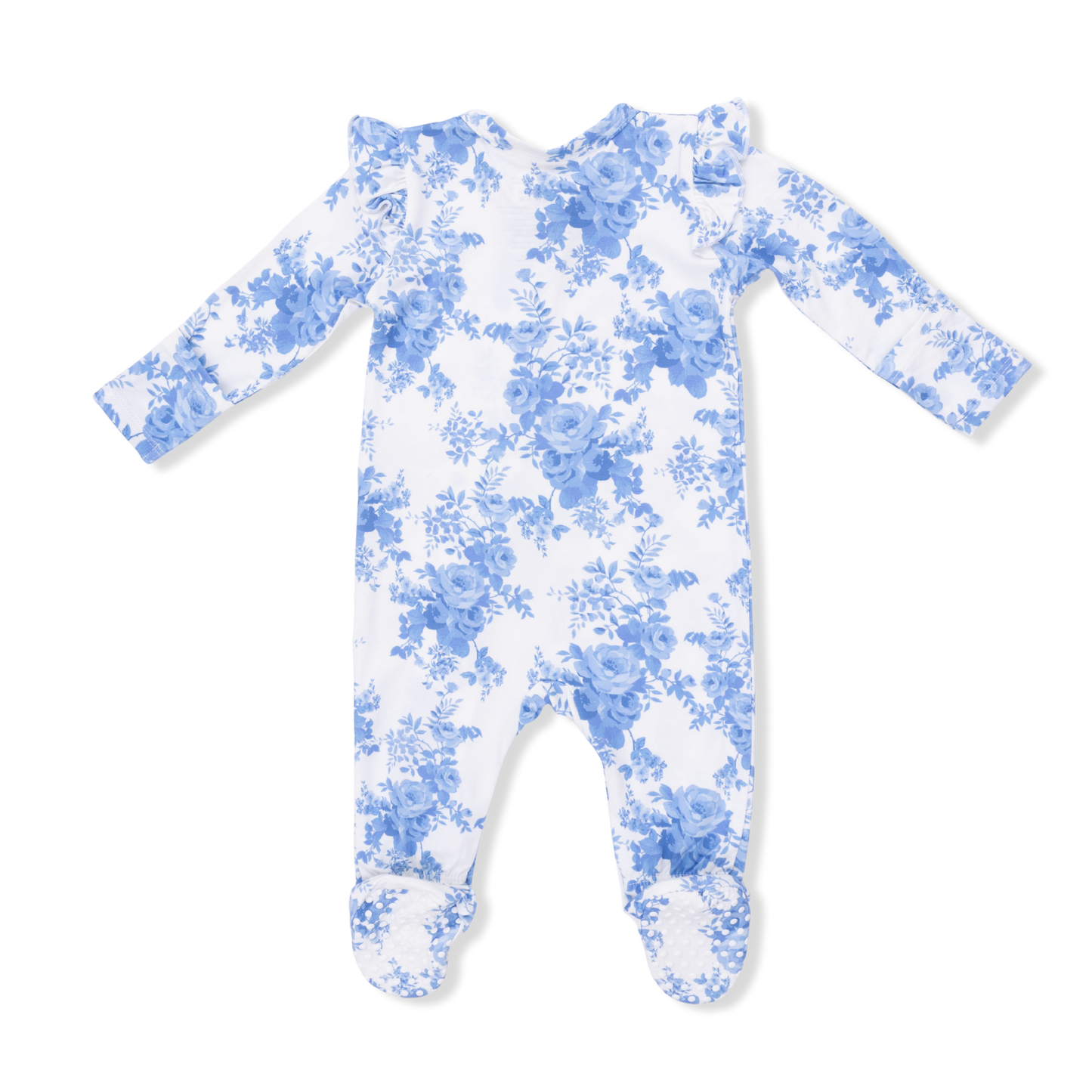 Dream Cottage Floral - 2 Way Ruffle Sleeve Zipper Footie - Hello Baby Apparel