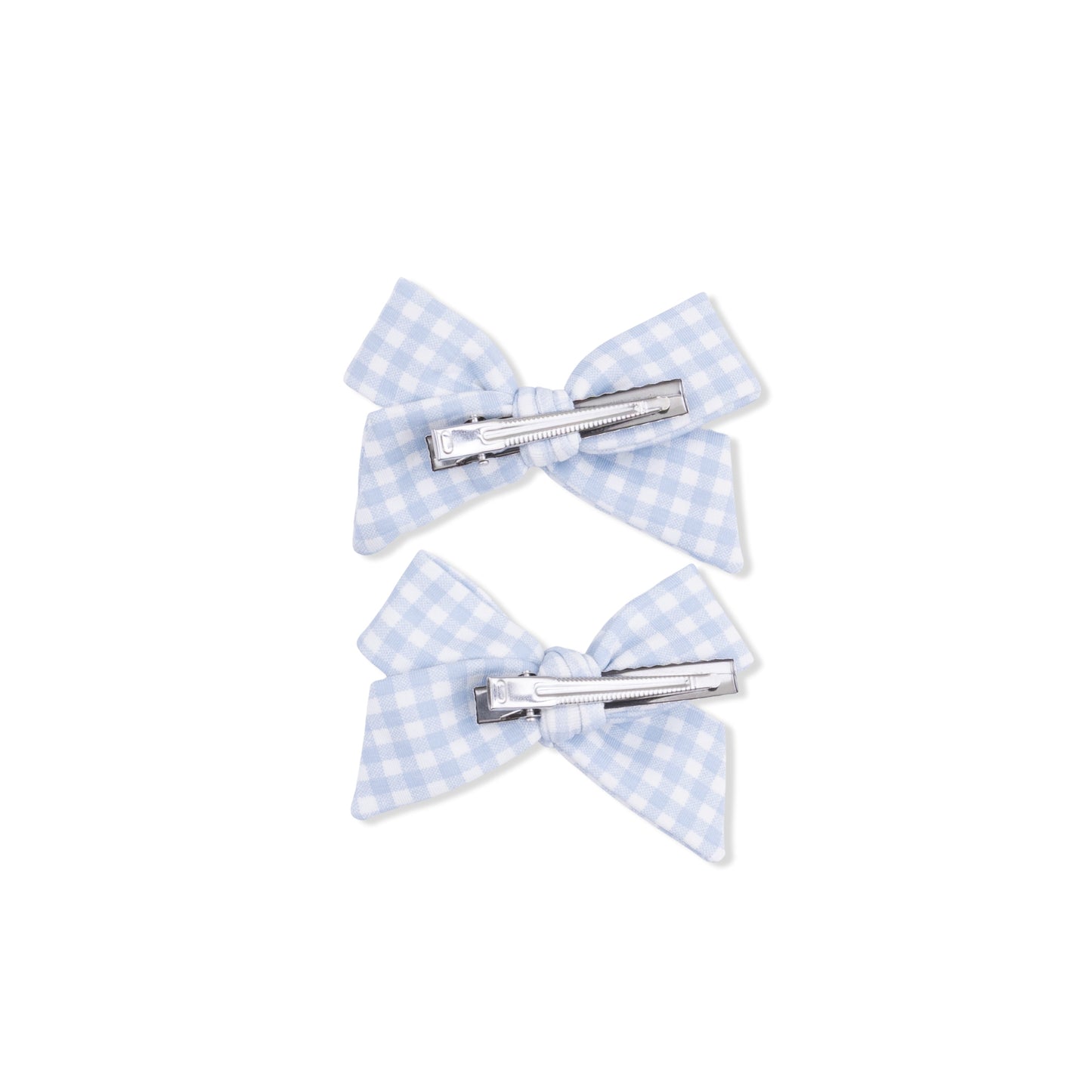 Mini Gingham Blue - 2 Pack Bow Clips - Hello Baby Apparel