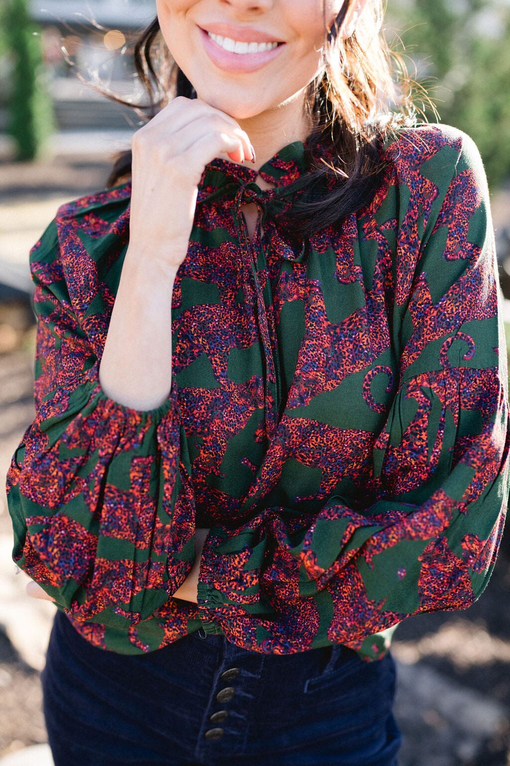 Nora Blouse - Olive Leopard - final sale - Hello Baby Apparel