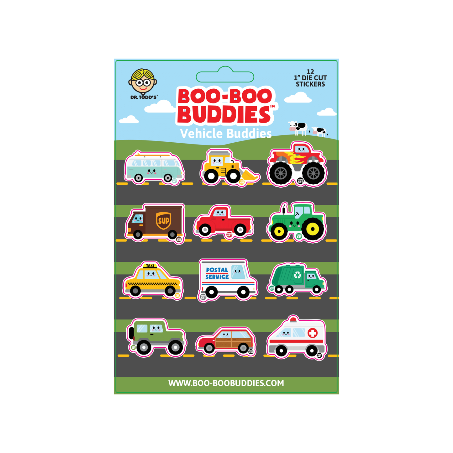 Vehicle Buddies Vinyl Sticker Sheet - Hello Baby Apparel