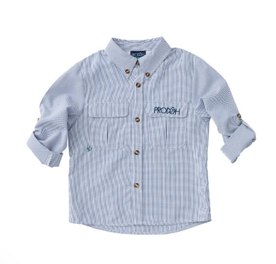 Prodoh Short Sleeve Fishing Shirt, Aqua Tuna Allover Print 4T