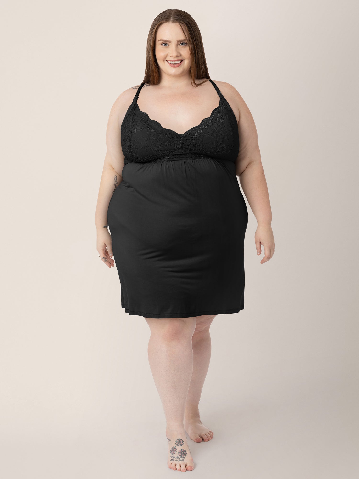 Lucille Maternity & Nursing Nightgown | Black - Hello Baby Apparel
