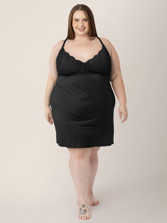 Lucille Maternity & Nursing Nightgown | Black - Hello Baby Apparel