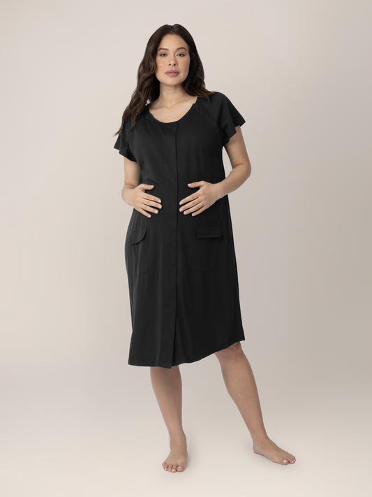 Universal Labor & Delivery Gown | Black - Hello Baby Apparel