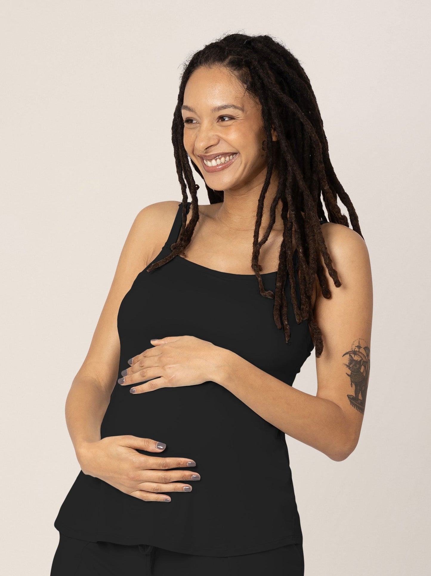 Bamboo Lounge Around Nursing Tank | Black - Hello Baby Apparel