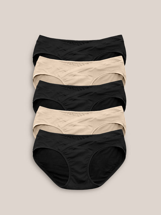 Under-the-Bump Bikini Underwear Pack | Low Rise Style - Neutrals - Hello Baby Apparel