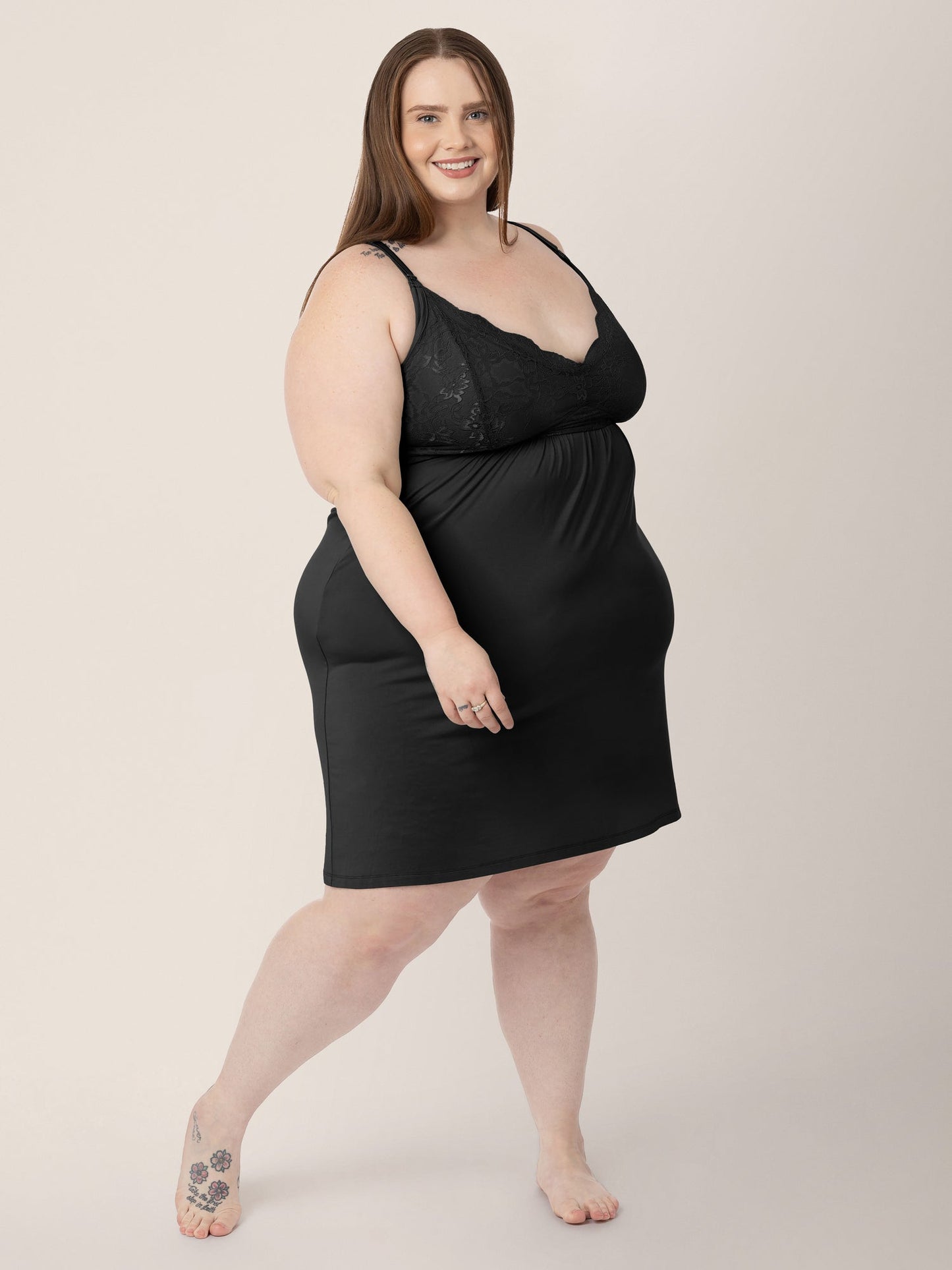 Lucille Maternity & Nursing Nightgown | Black - Hello Baby Apparel