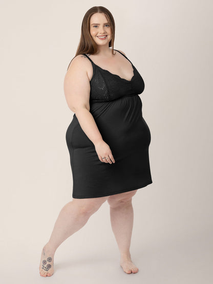 Lucille Maternity & Nursing Nightgown | Black - Hello Baby Apparel