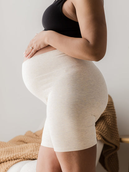 Sublime® Bamboo Maternity & Postpartum Bike Short | Oatmeal Heather - Hello Baby Apparel