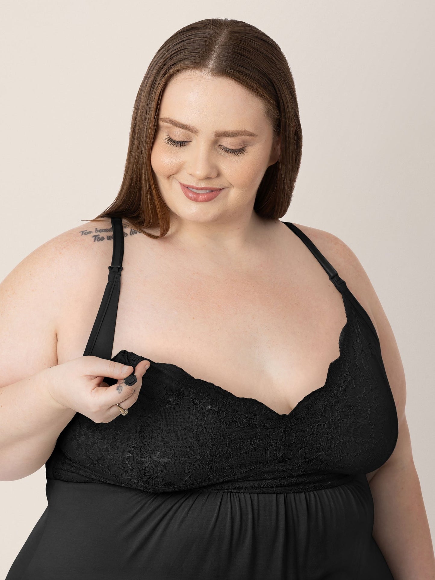 Lucille Maternity & Nursing Nightgown | Black - Hello Baby Apparel
