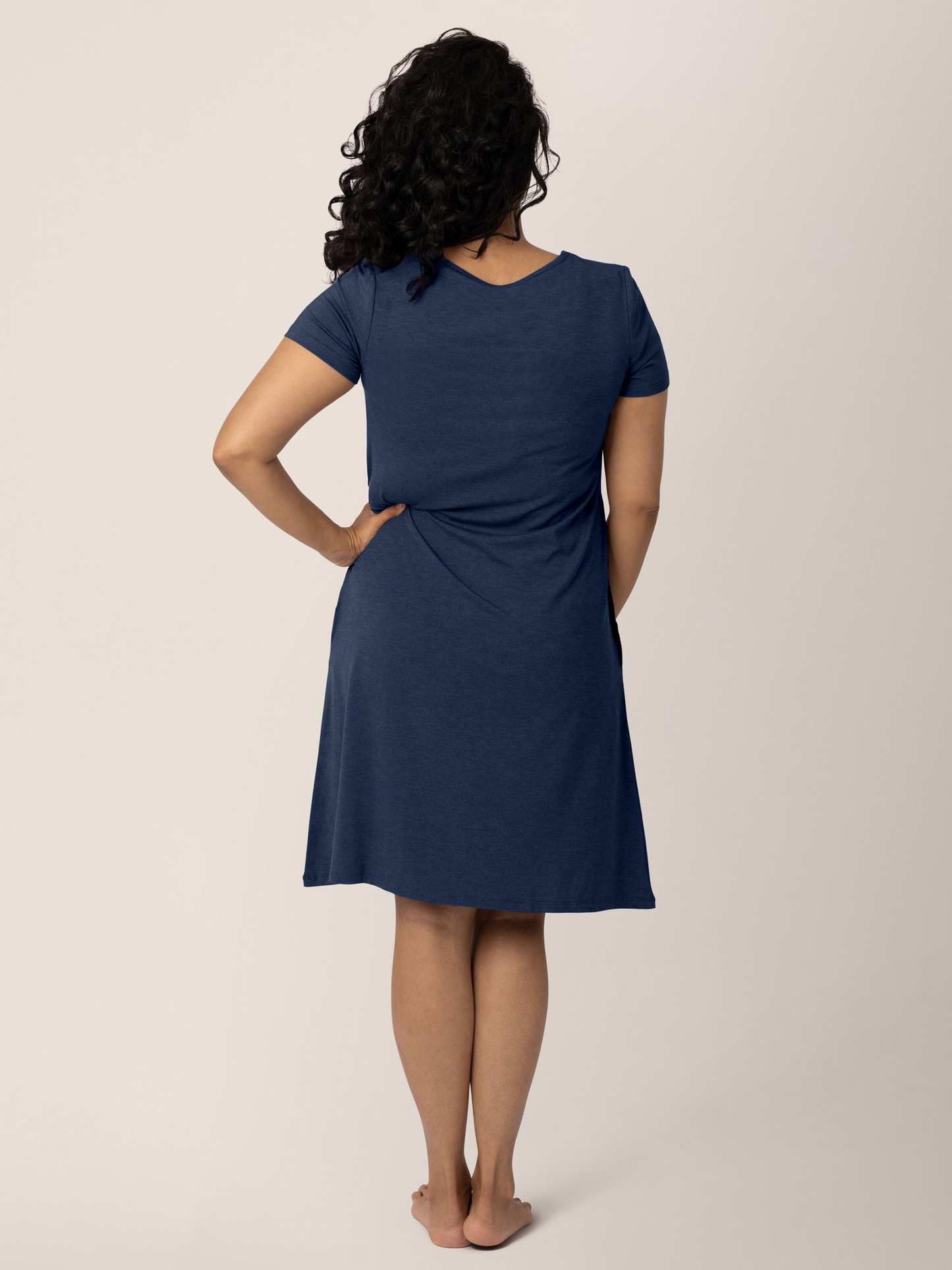 Eleanora Bamboo Maternity & Nursing Dress | Navy Heather - Hello Baby Apparel