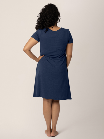 Eleanora Bamboo Maternity & Nursing Dress | Navy Heather - Hello Baby Apparel