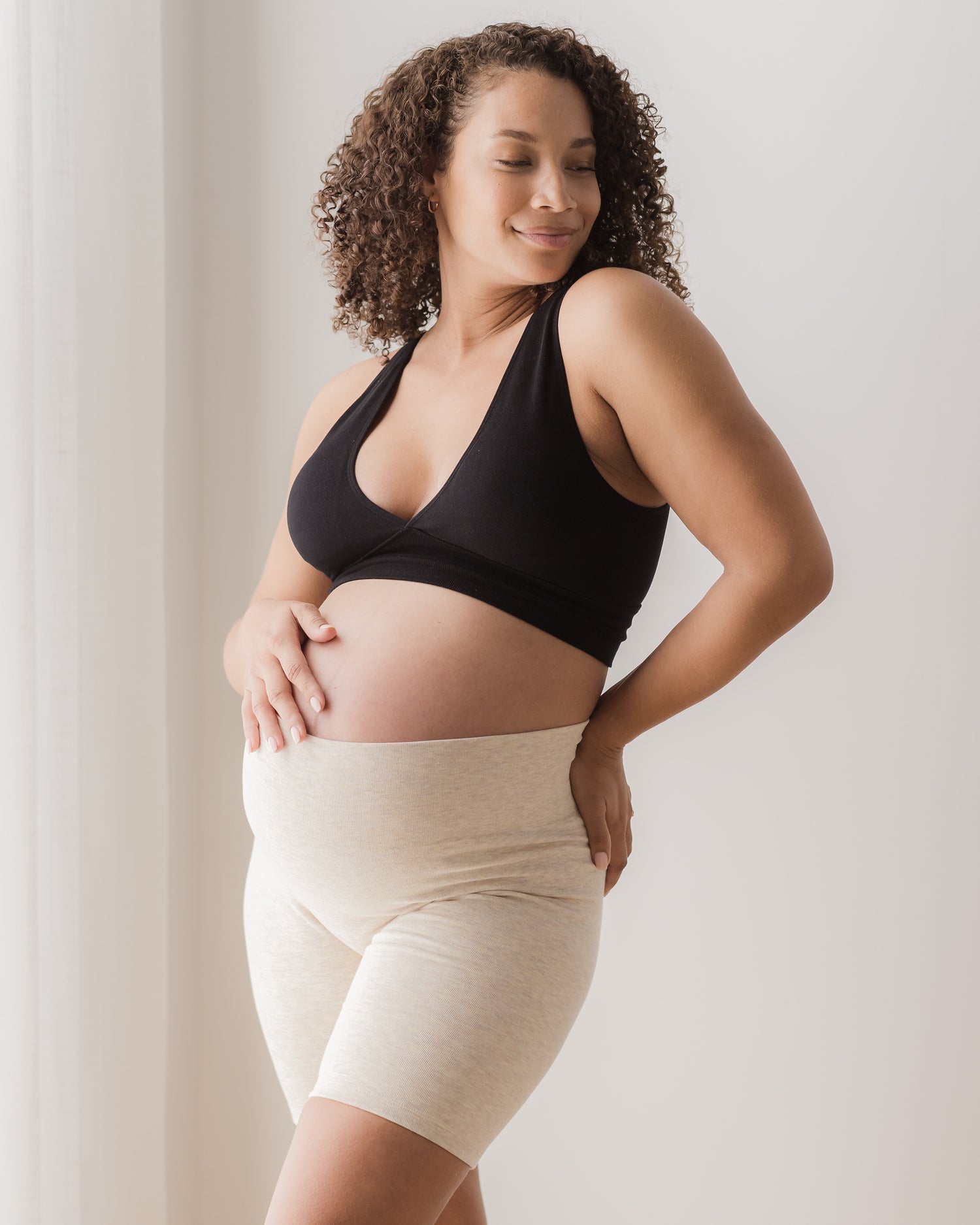 Sublime® Bamboo Maternity & Postpartum Bike Short | Oatmeal Heather - Hello Baby Apparel