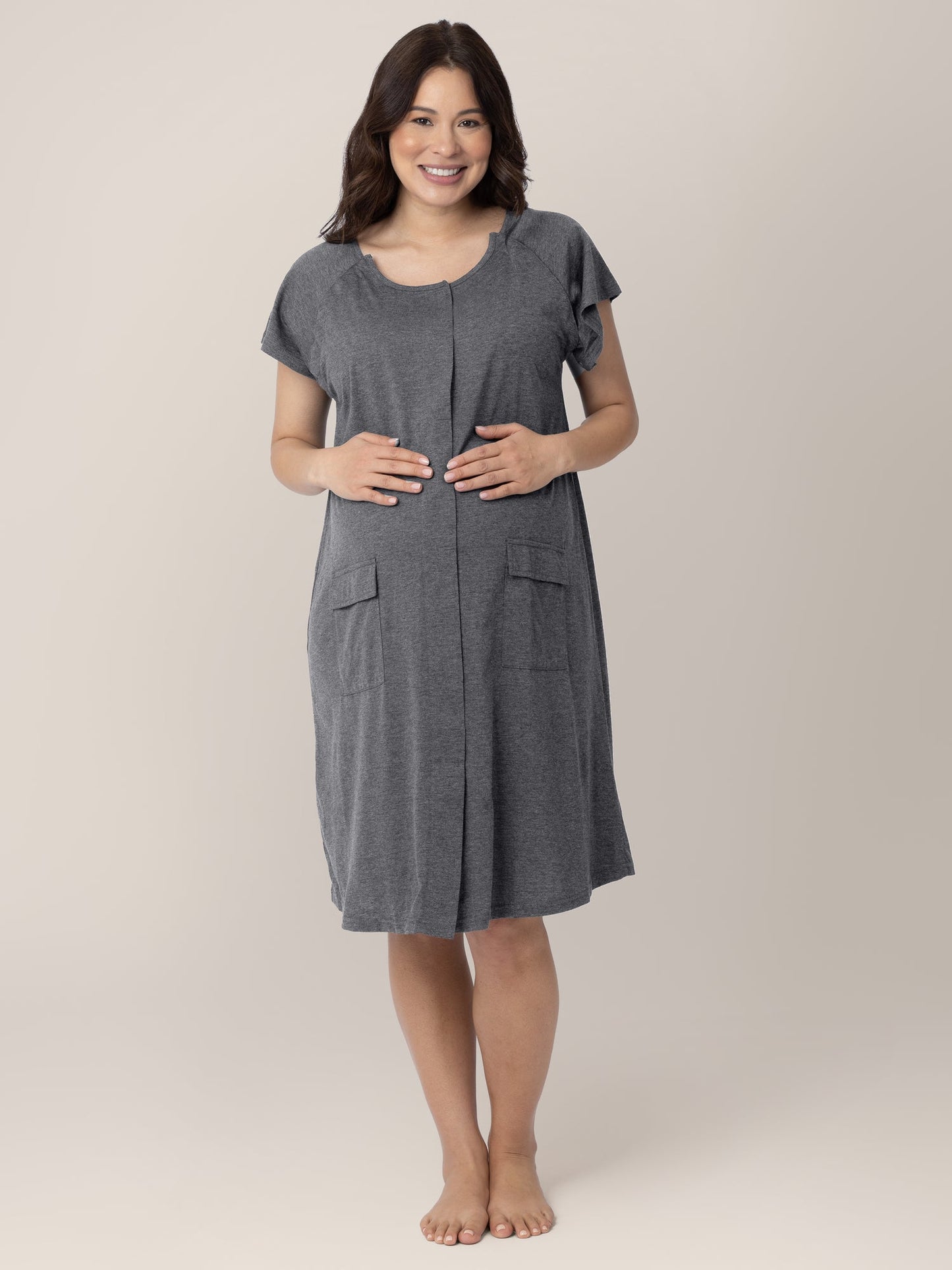 Universal Labor & Delivery Gown | Grey Heather - Hello Baby Apparel