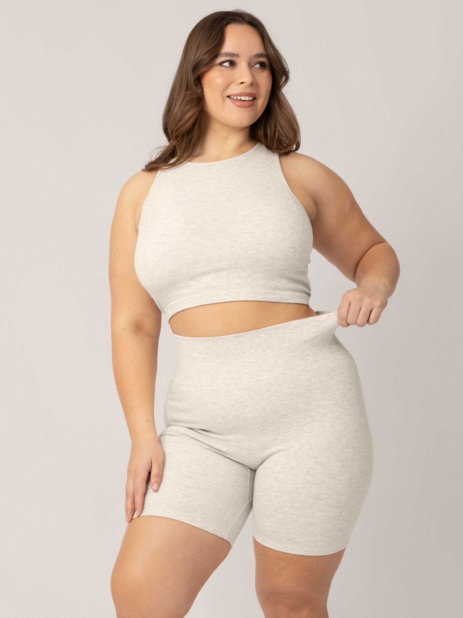 Sublime® Bamboo Maternity & Postpartum Bike Short | Oatmeal Heather - Hello Baby Apparel