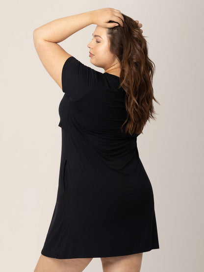 Eleanora Bamboo Maternity & Nursing Dress | Black - Hello Baby Apparel