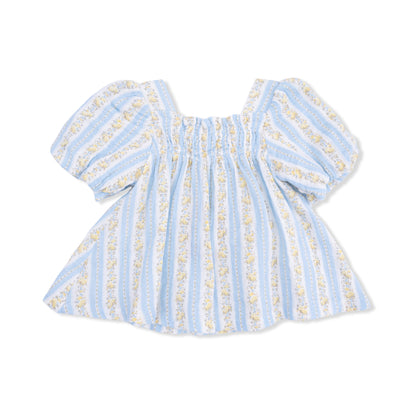 Odalys Floral Stripe - Puff Sleeve Dress with Bloomer - Hello Baby Apparel