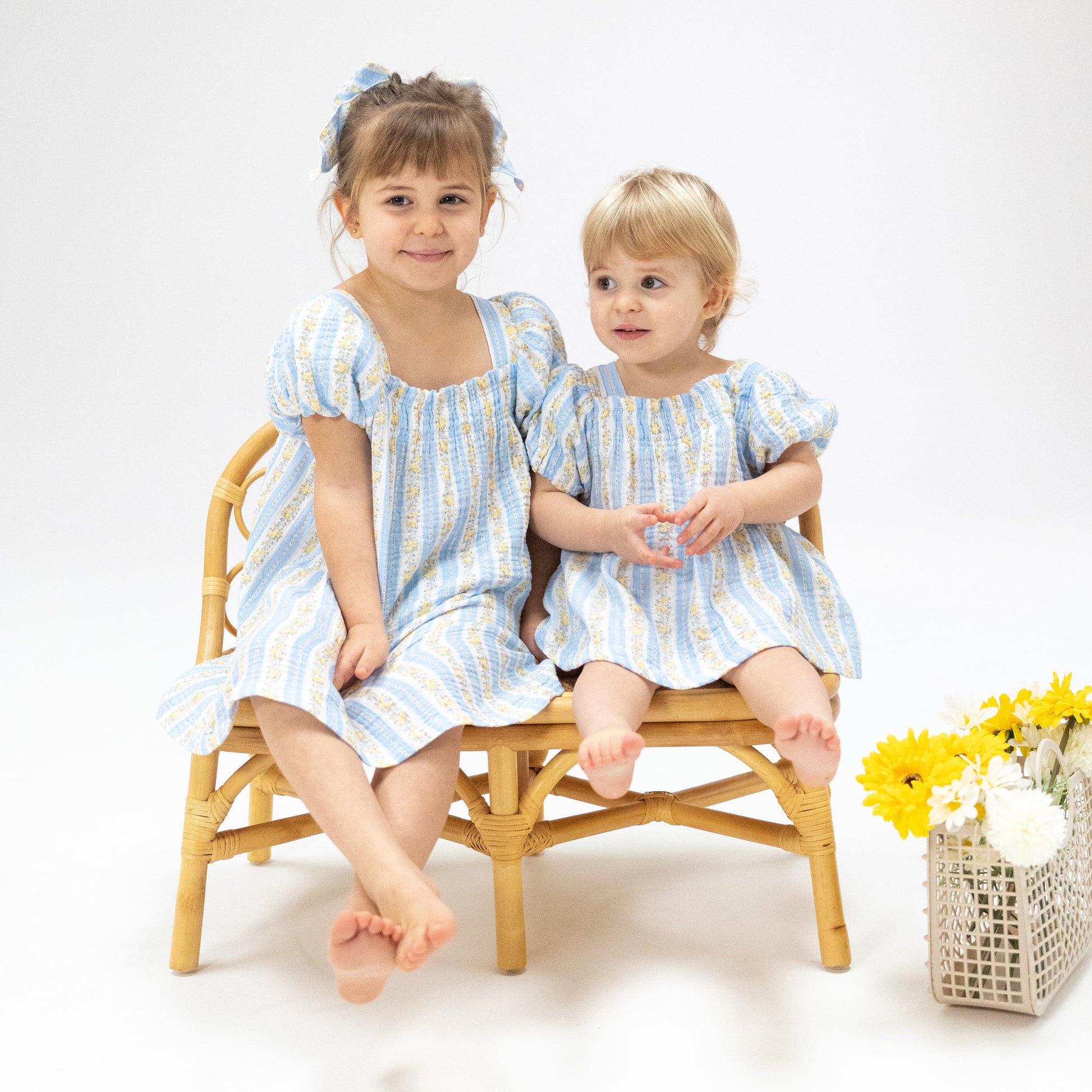 Odalys Floral Stripe - Puff Sleeve Dress with Bloomer - Hello Baby Apparel