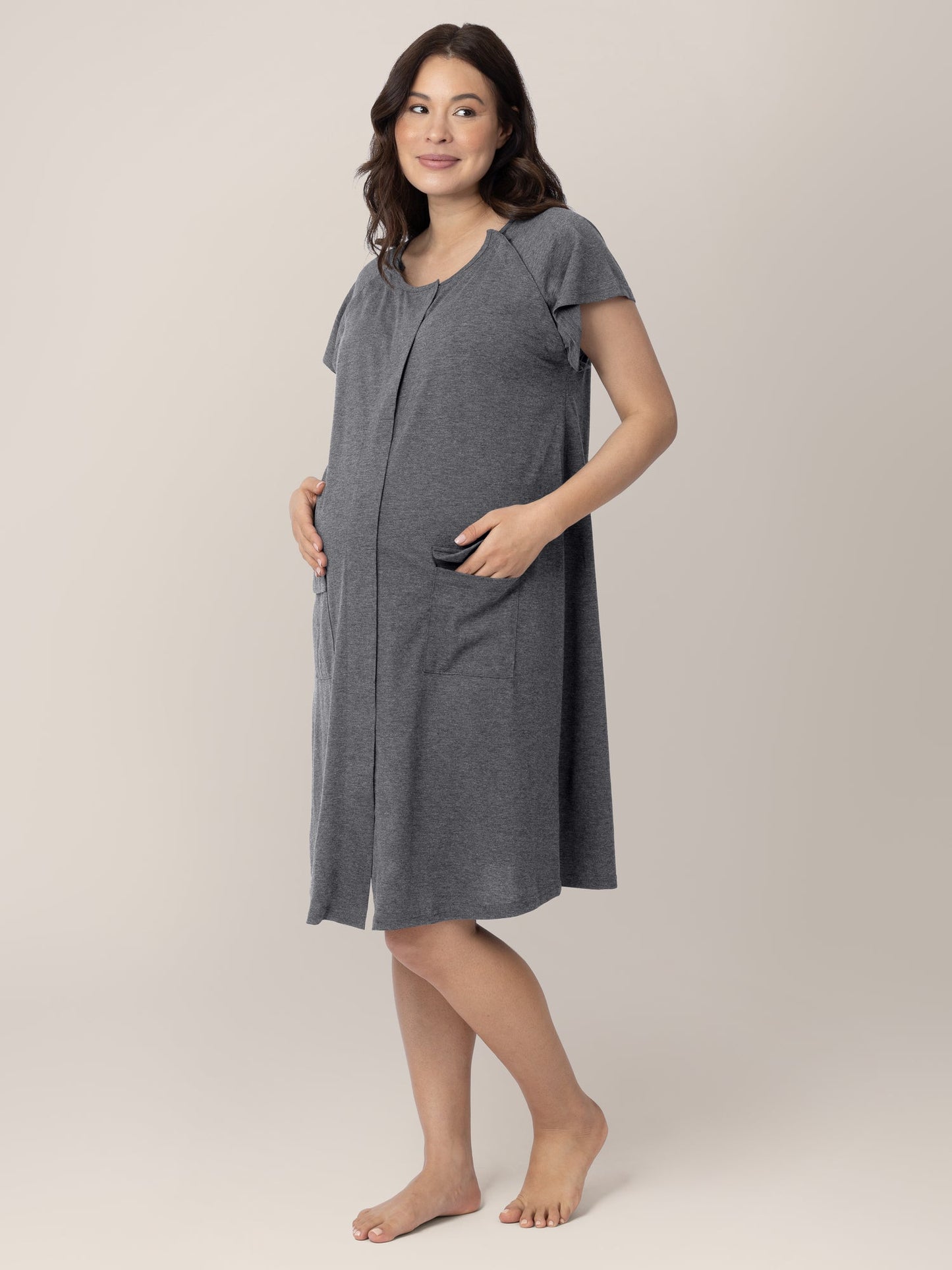 Universal Labor & Delivery Gown | Grey Heather - Hello Baby Apparel