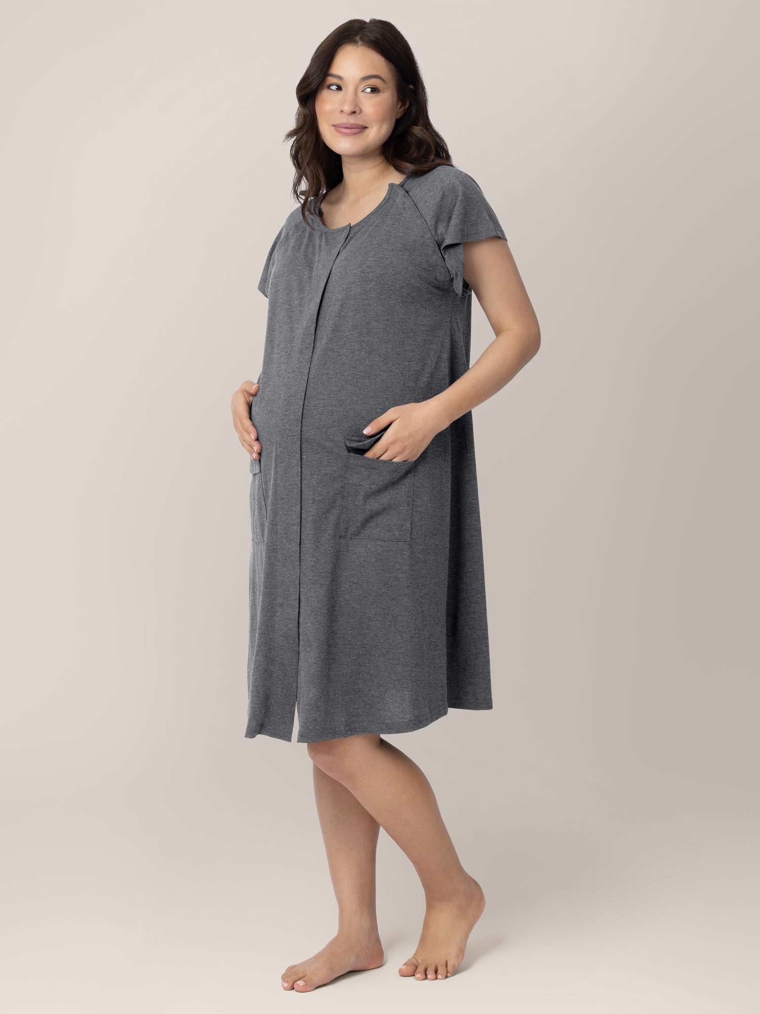 Universal Labor & Delivery Gown | Grey Heather - Hello Baby Apparel