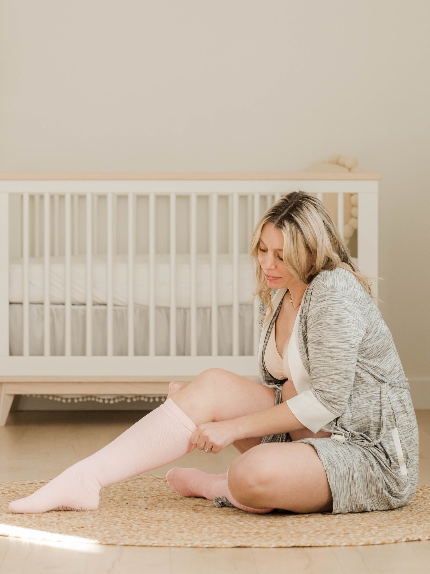 Premium Maternity Compression Socks (2-Pack) | Soft Pink & Grey Heather - Hello Baby Apparel