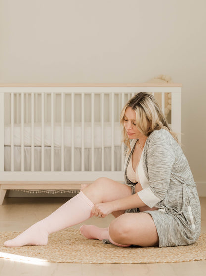 Premium Maternity Compression Socks (2-Pack) | Soft Pink & Grey Heather - Hello Baby Apparel