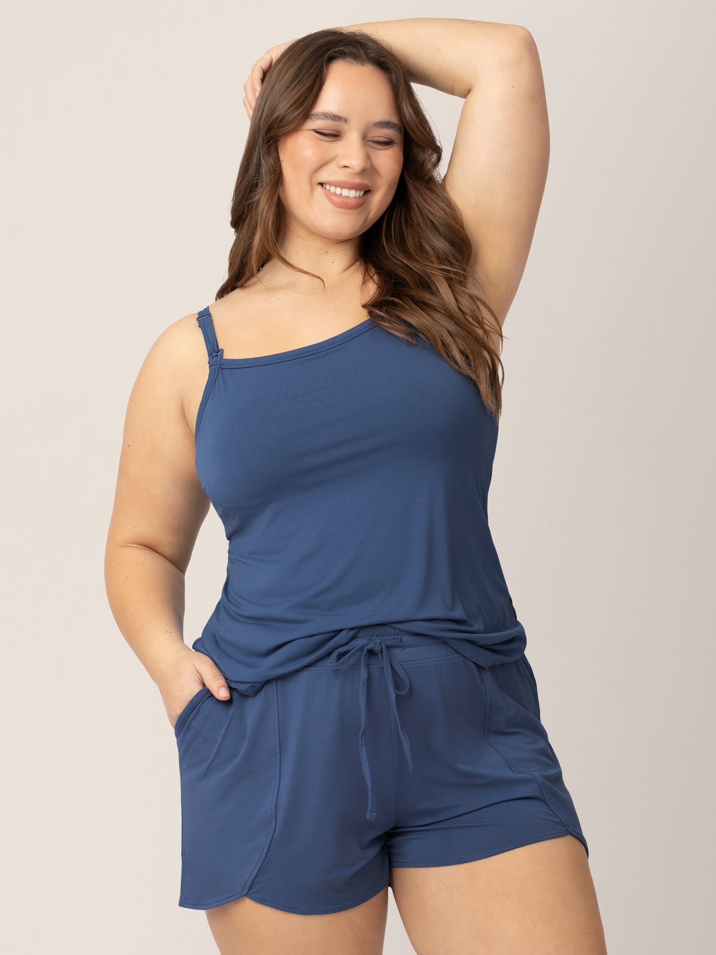 Bamboo Lounge Around Nursing Tank | Slate Blue - Hello Baby Apparel