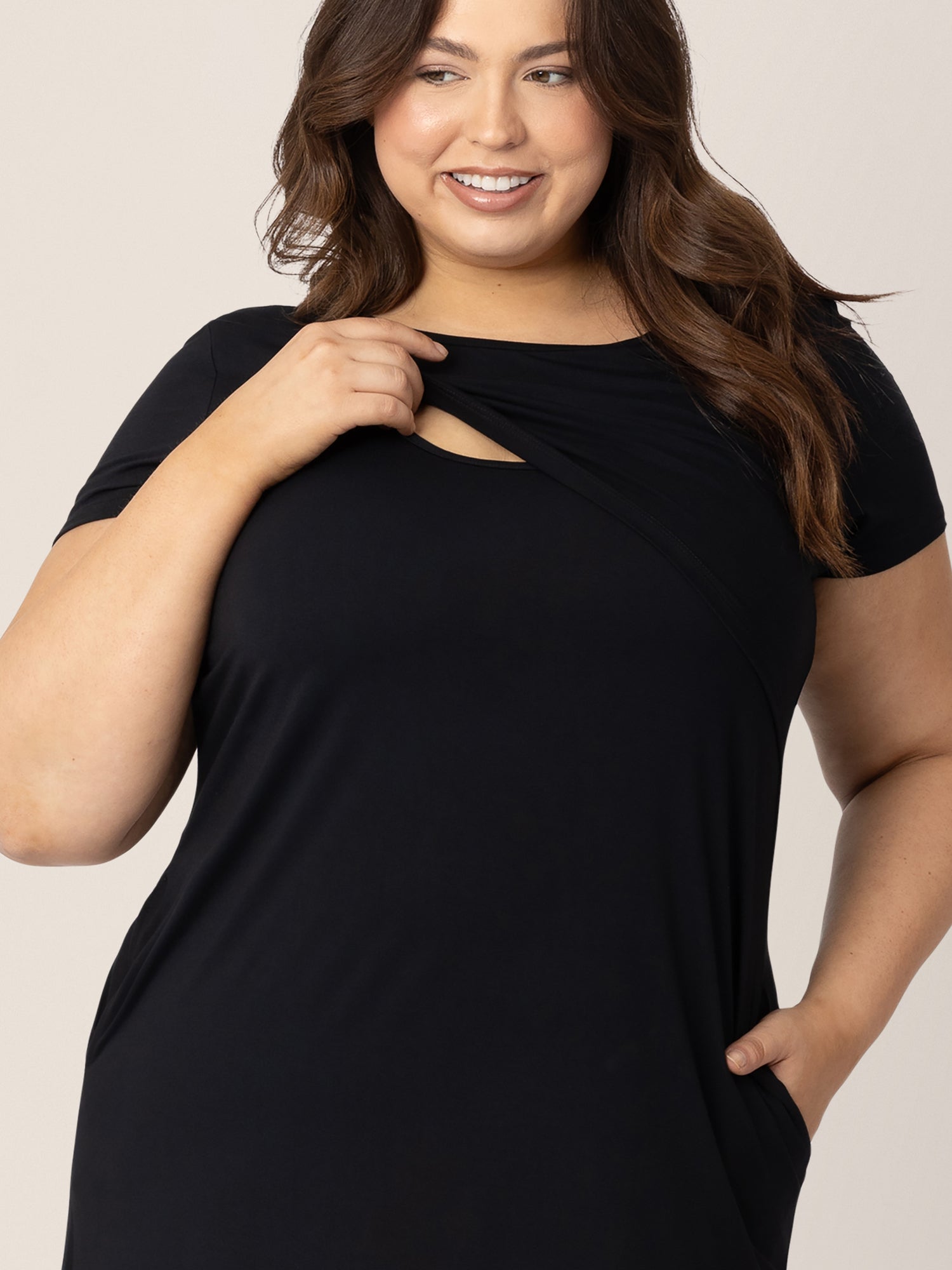 Eleanora Bamboo Maternity & Nursing Dress | Black - Hello Baby Apparel
