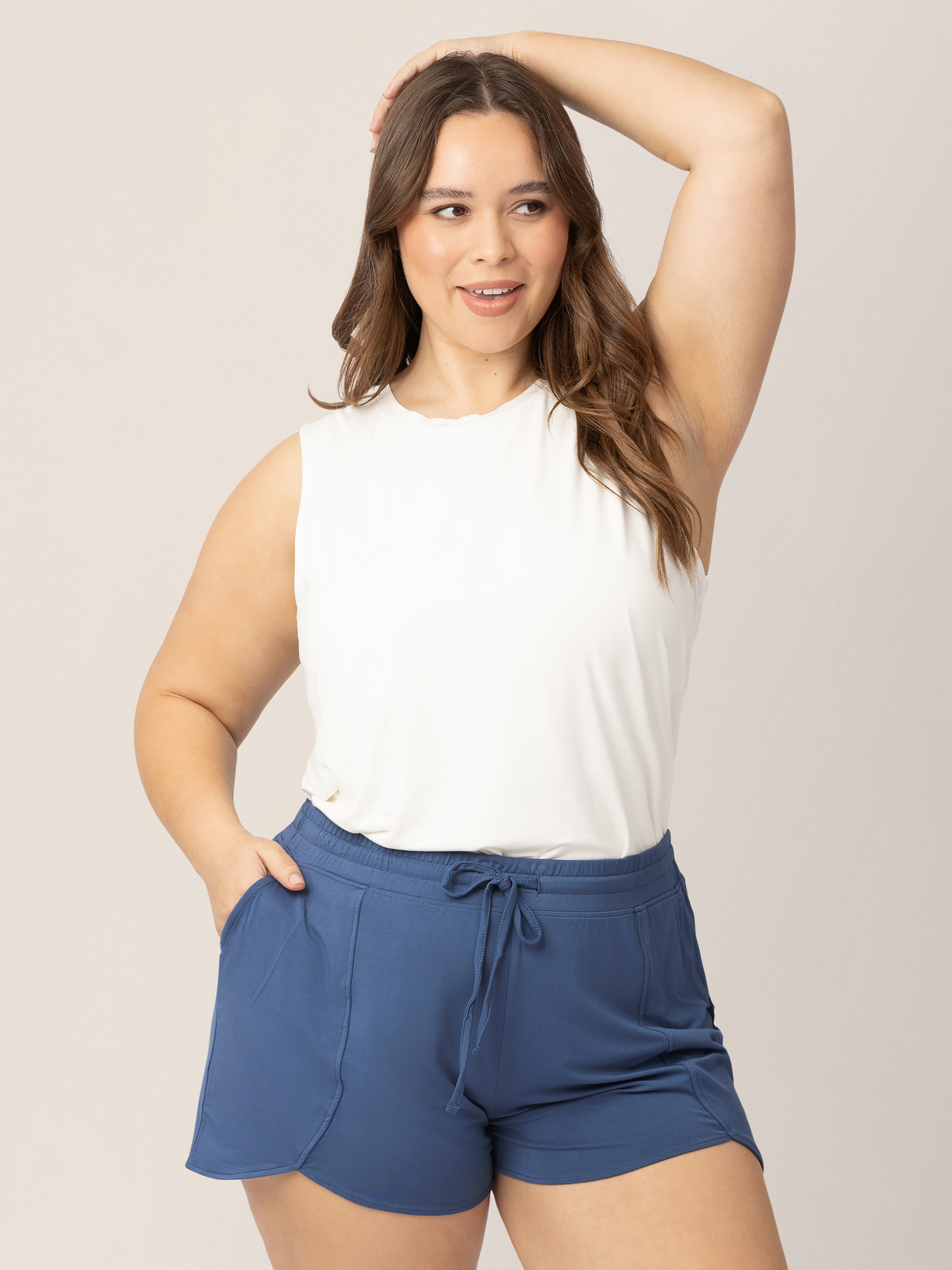 Bamboo Maternity & Postpartum Lounge Short | Slate Blue - Hello Baby Apparel