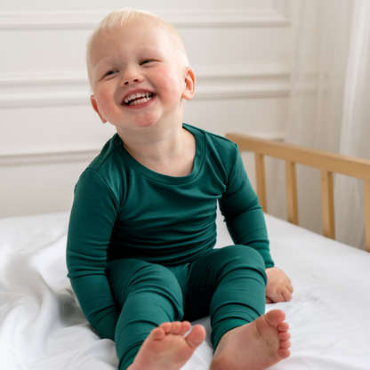 Toddler/Kids Bamboo Pajamas - Forest Green - Hello Baby Apparel