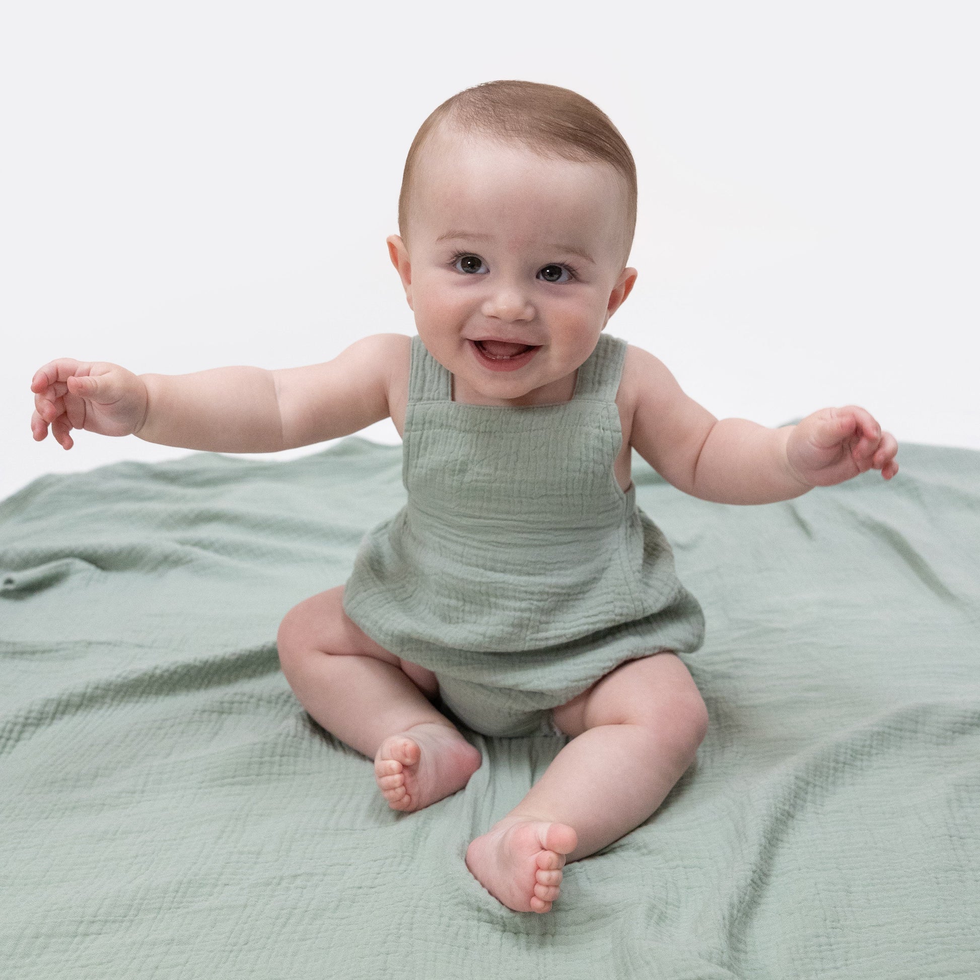 Solid Muslin Jadeite - Retro Sunsuit - Hello Baby Apparel
