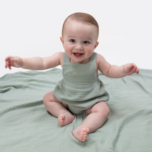 Solid Muslin Jadeite - Retro Sunsuit - Hello Baby Apparel