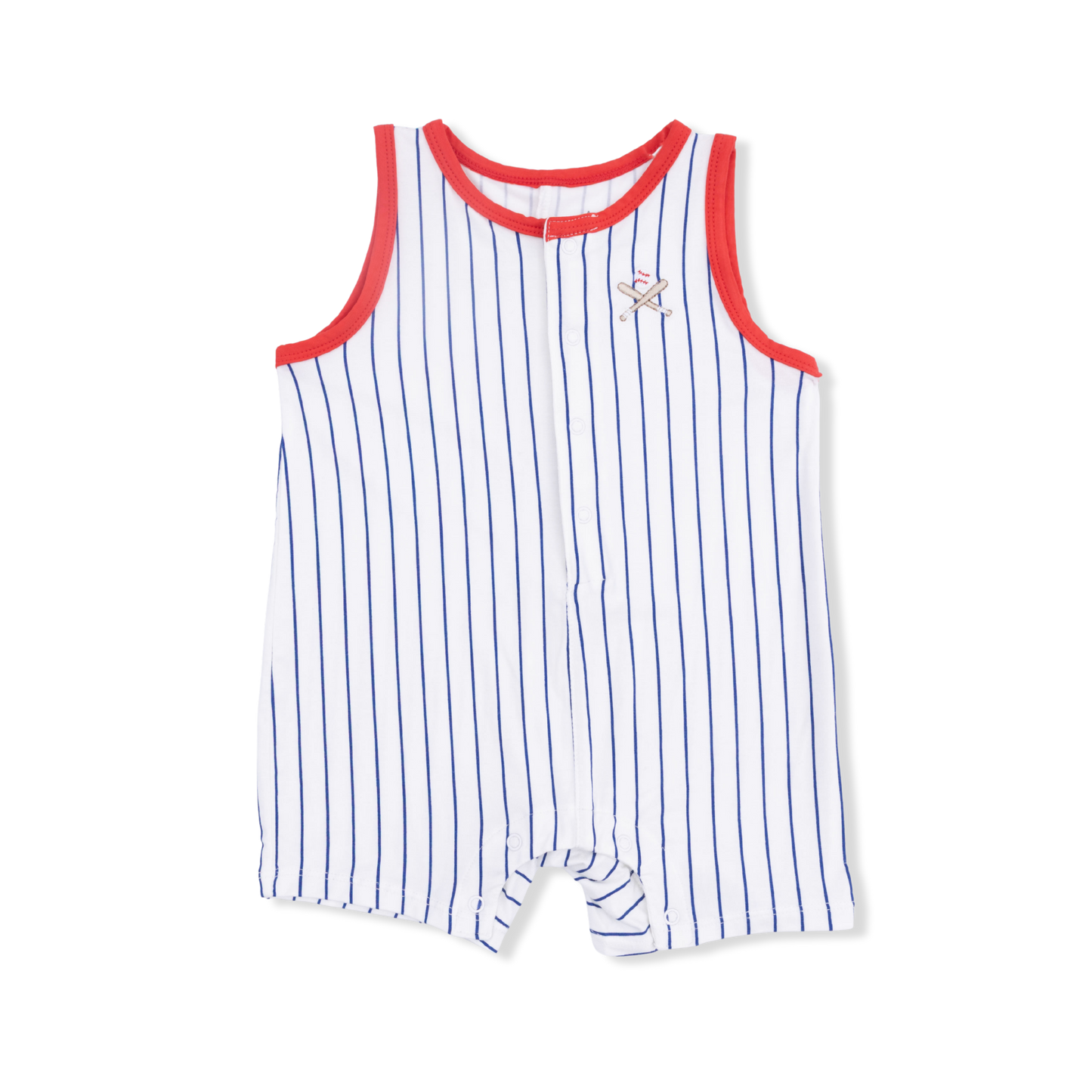 Baseball Stripe - Sleeveless Shortie Romper - Hello Baby Apparel