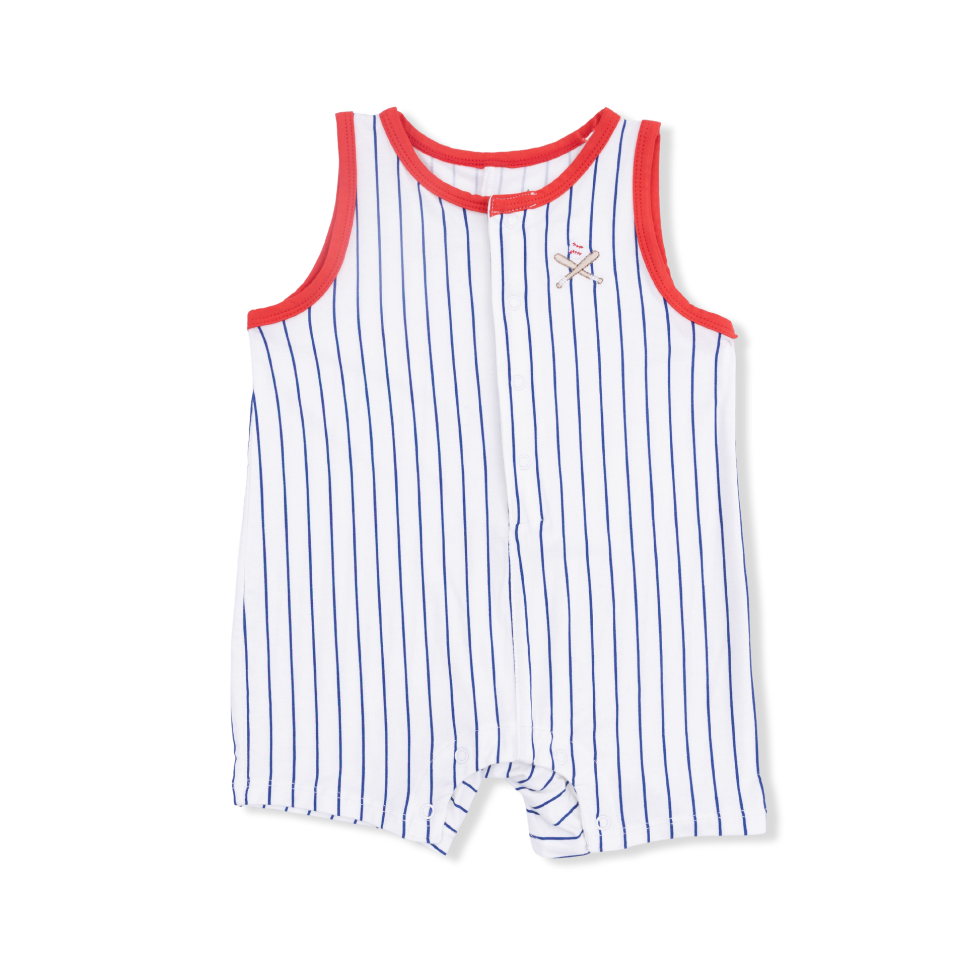 Baseball Stripe - Sleeveless Shortie Romper - Hello Baby Apparel