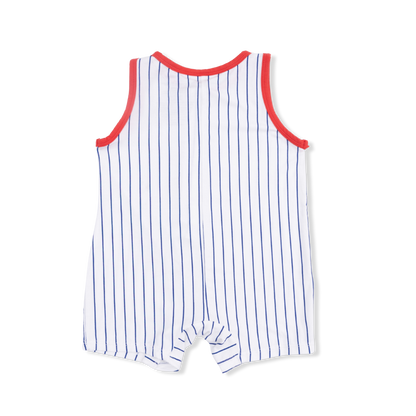 Baseball Stripe - Sleeveless Shortie Romper - Hello Baby Apparel