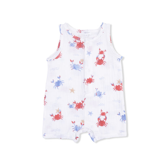 Crayon Crabs - Sleeveless Shortie Romper - Hello Baby Apparel