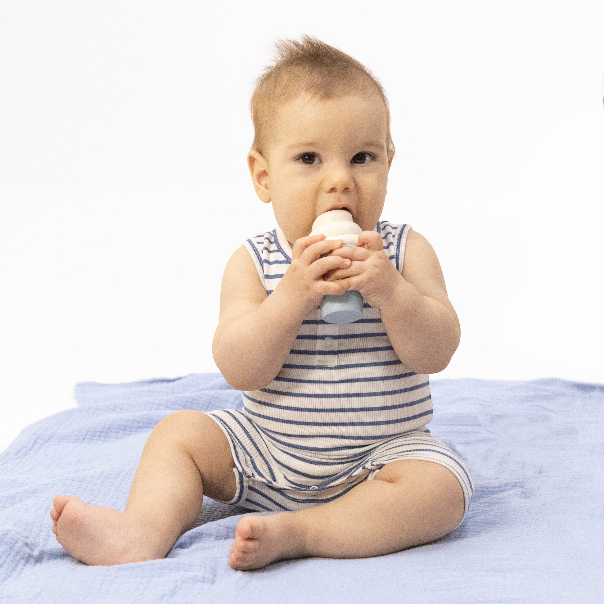 Navy Stripe - Henley Shortie Romper - Hello Baby Apparel