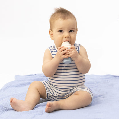 Navy Stripe - Henley Shortie Romper - Hello Baby Apparel