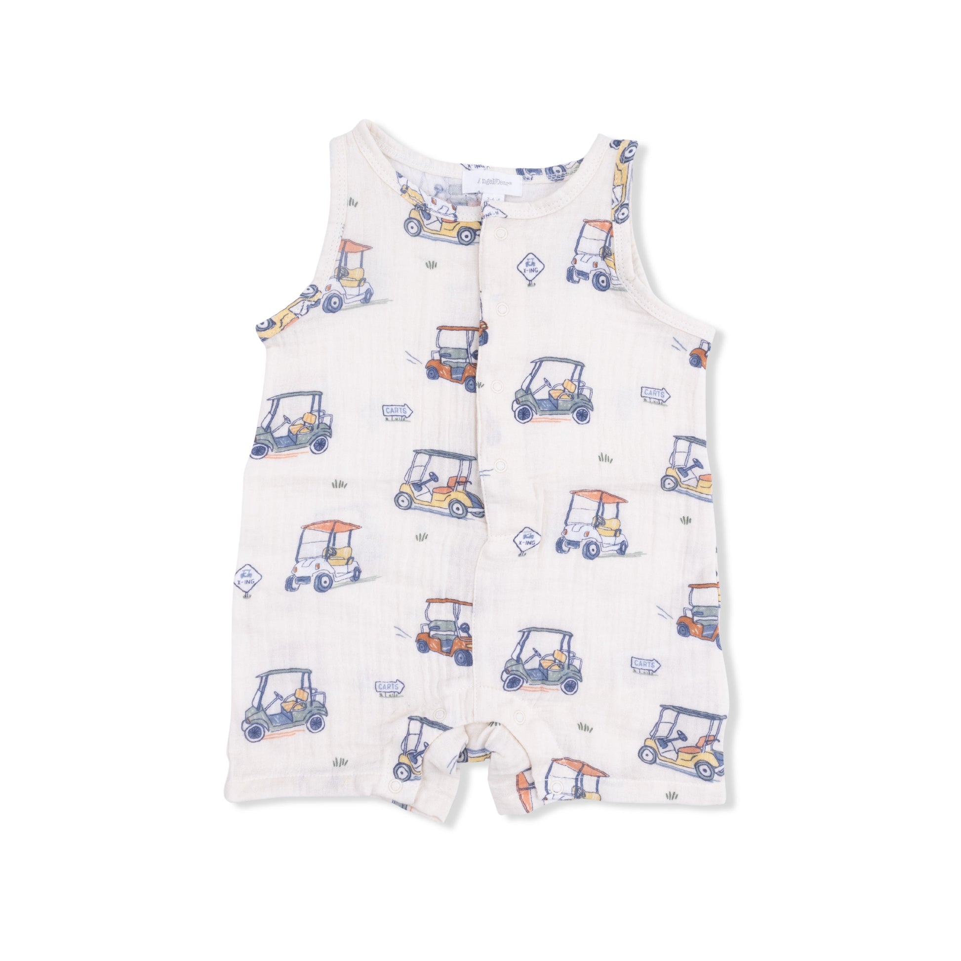 Zooming Golf Carts - Sleeveless Shortie Romper - Hello Baby Apparel