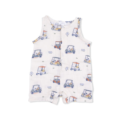 Zooming Golf Carts - Sleeveless Shortie Romper - Hello Baby Apparel