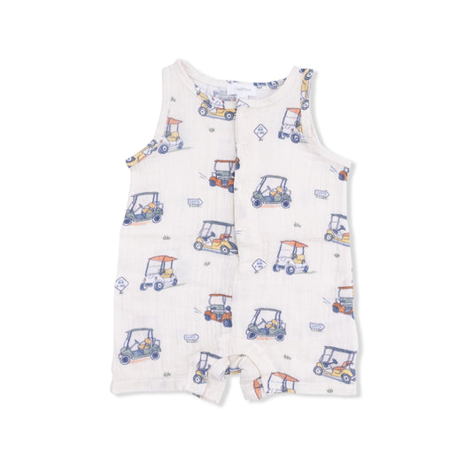 Zooming Golf Carts - Sleeveless Shortie Romper - Hello Baby Apparel