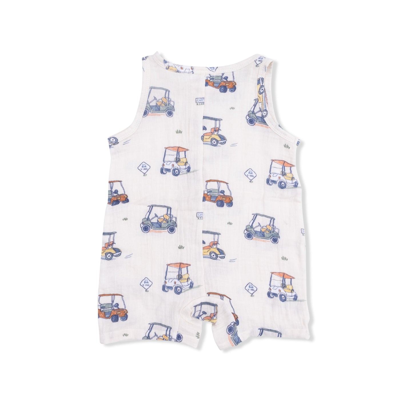 Zooming Golf Carts - Sleeveless Shortie Romper - Hello Baby Apparel