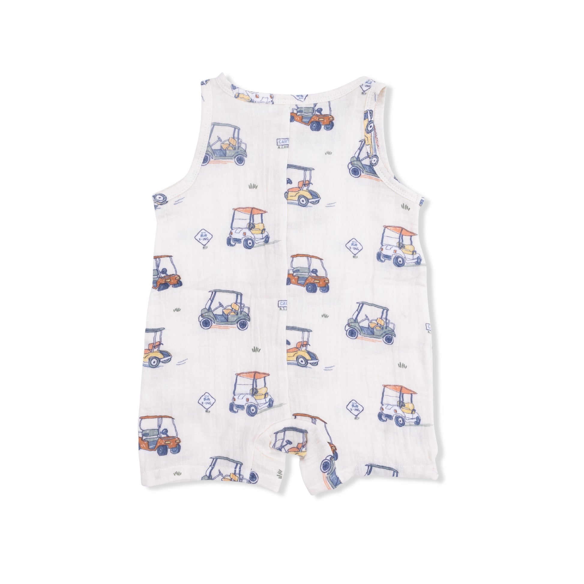 Zooming Golf Carts - Sleeveless Shortie Romper - Hello Baby Apparel