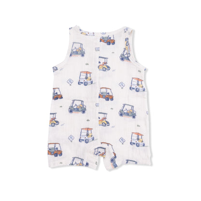 Zooming Golf Carts - Sleeveless Shortie Romper - Hello Baby Apparel