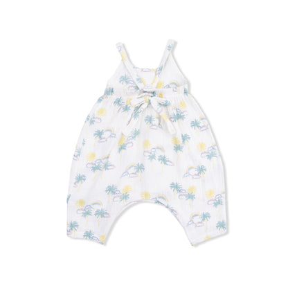 Palm Trees and Rainbows - Tie Back Romper - Hello Baby Apparel