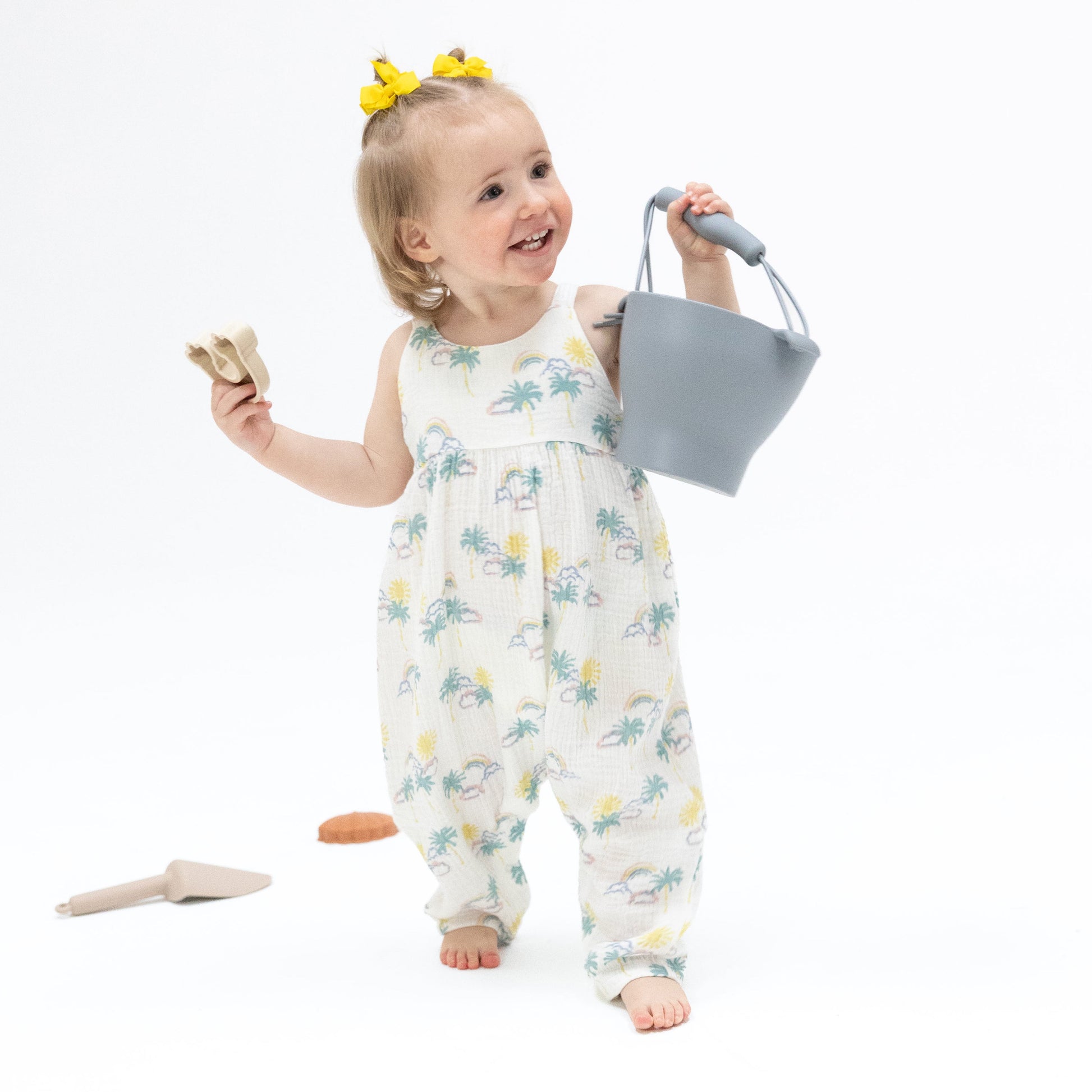 Palm Trees and Rainbows - Tie Back Romper - Hello Baby Apparel